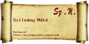 Szilvásy Máté névjegykártya