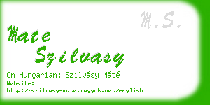 mate szilvasy business card
