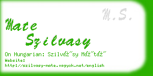 mate szilvasy business card